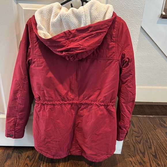 Red Coat with Hood and Drawstring Waist - Picture 4 of 4